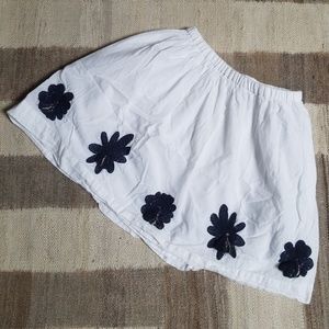 Crewcuts flutter skirt, tassled blue flowers, 8